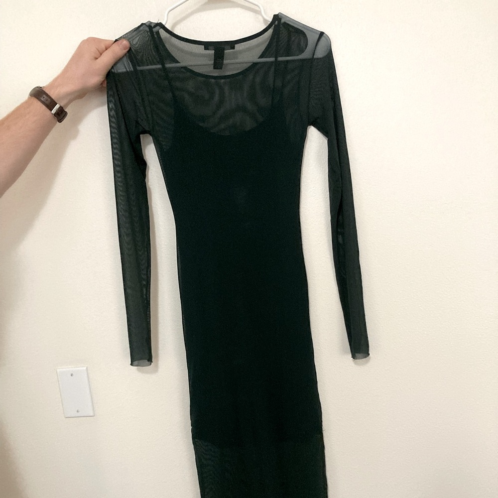 Dark Green Sheer Bodycon Dress